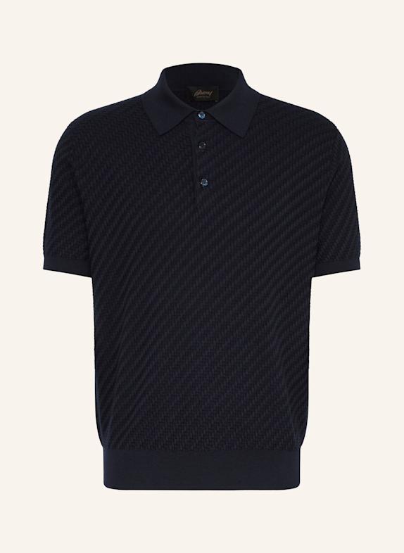 Brioni Poloshirt mit Seide DUNKELBLAU