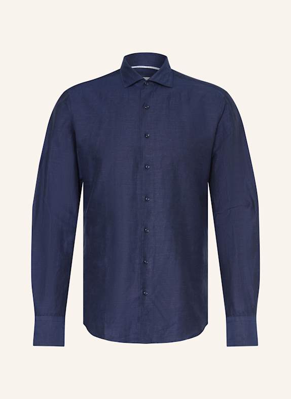 1863 by ETERNA Hemd Slim Fit mit Leinen DUNKELBLAU