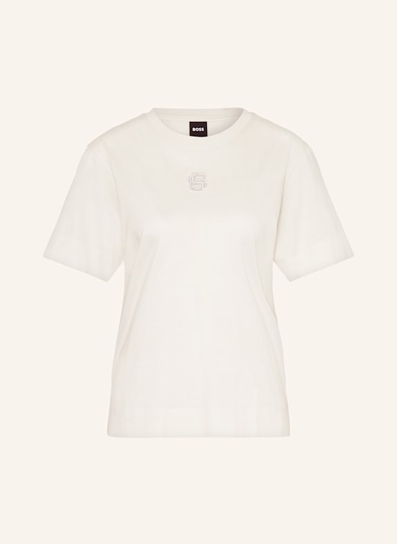 BOSS T-Shirt ELPHA mit Schmucksteinen ECRU
