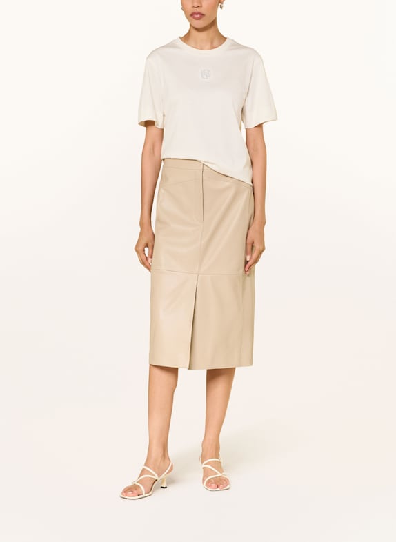 BOSS T-shirt ELPHA z ozdobnymi kamykami ECRU