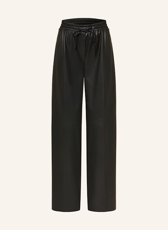 HUGO Hose HASABELLE in Lederoptik SCHWARZ