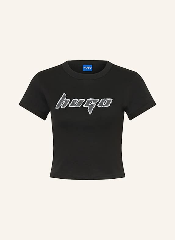 HUGO BLUE Cropped-Shirt DALIA SCHWARZ/ HELLGRAU
