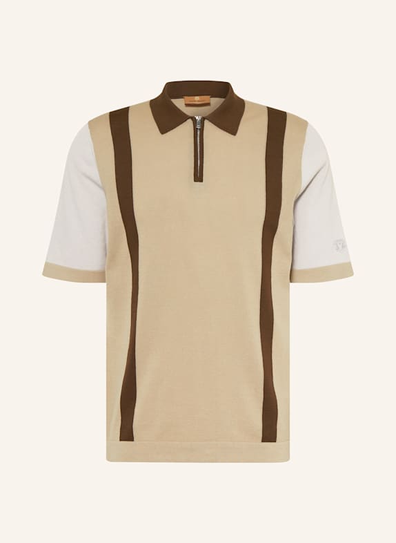 MOS MOSH Gallery Strick-Poloshirt MMGJUSTIN BEIGE / DUNKELBRAUN / BLAUGRAU