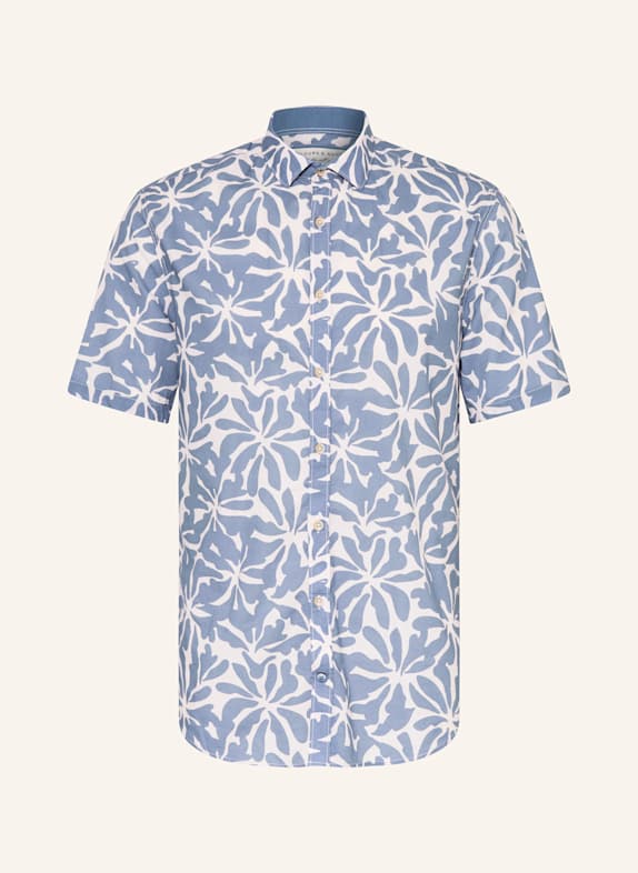 COLOURS & SONS Kurzarm-Hemd Comfort Fit WEISS/ BLAUGRAU
