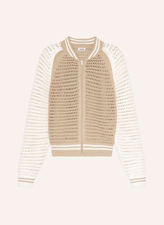 DRYKORN Háčkovaný blouson NALFY SVĚTLE HNĚDÁ/ KRÉMOVÁ