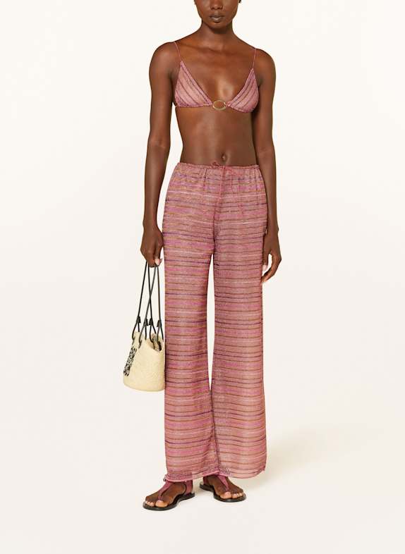 Oséree SHINY STRIPES triangle bikini with glitter thread PINK / PINK / LIGHT BROWN
