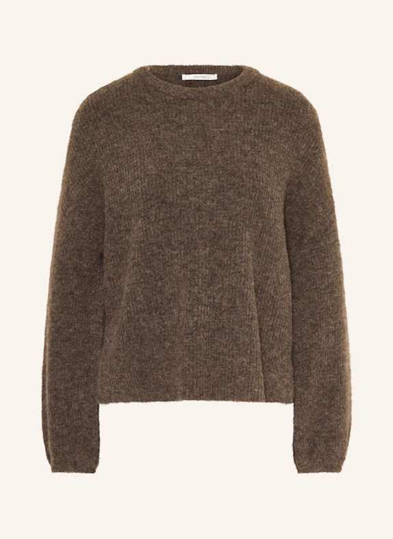 GESTUZ GZALPHA sweater with alpaca DARK BROWN