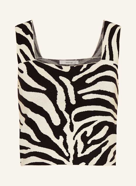 GESTUZ Cropped-Stricktop GZZEBBA SCHWARZ/ ECRU