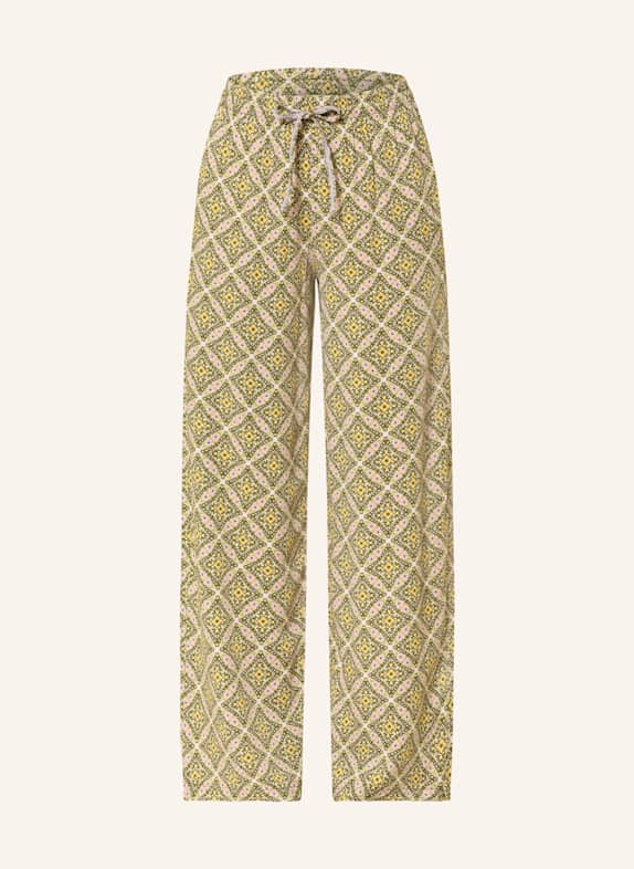CARTOON Wide leg trousers DARK GREEN/ LIGHT PURPLE