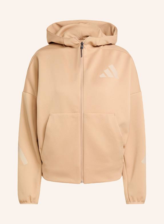 adidas Mikinová bunda Z.N.E FULL ZIP SVĚTLE HNĚDÁ