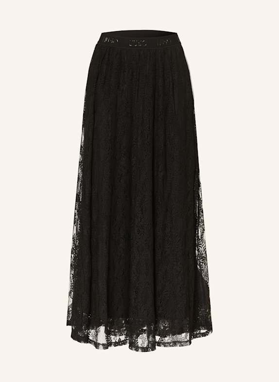LIU JO Lace skirt with tuxedo stripes BLACK