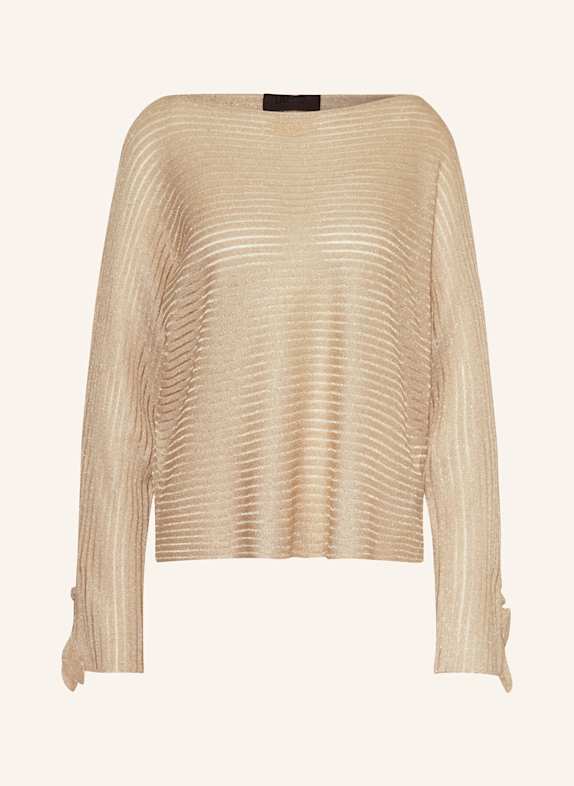 LIU JO Sweater with glitter yarn and ruffles GOLD
