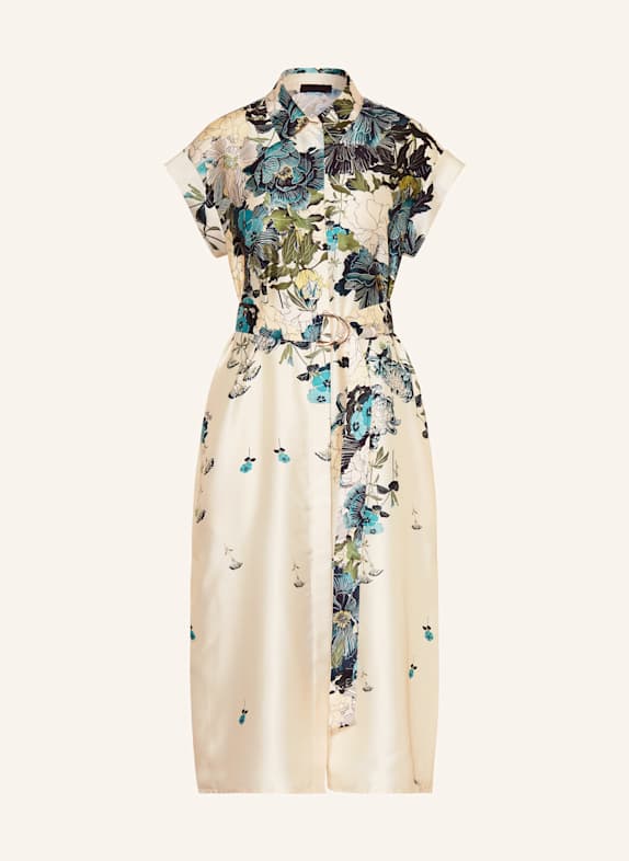 LIU JO Shirt dress in satin CREAM/ TEAL/ BLACK