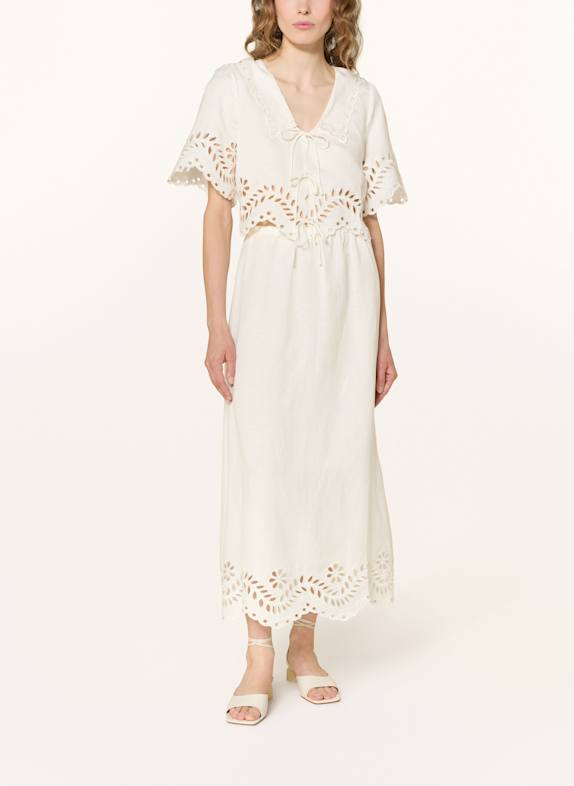 MALINA CHARA skirt in broderie anglaise with linen WHITE