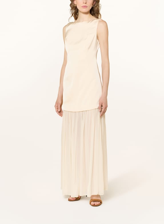 MALINA Satinkleid KARLA im Materialmix CREME