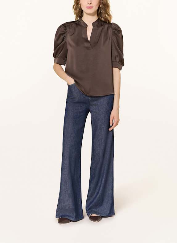 NEO NOIR Blouse ROELLA van satijn MARRON FONCÉ