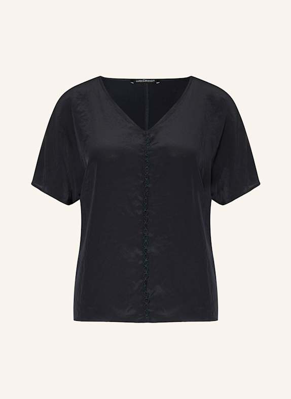 LUISA CERANO Shirt blouse in mixed materials DARK BLUE