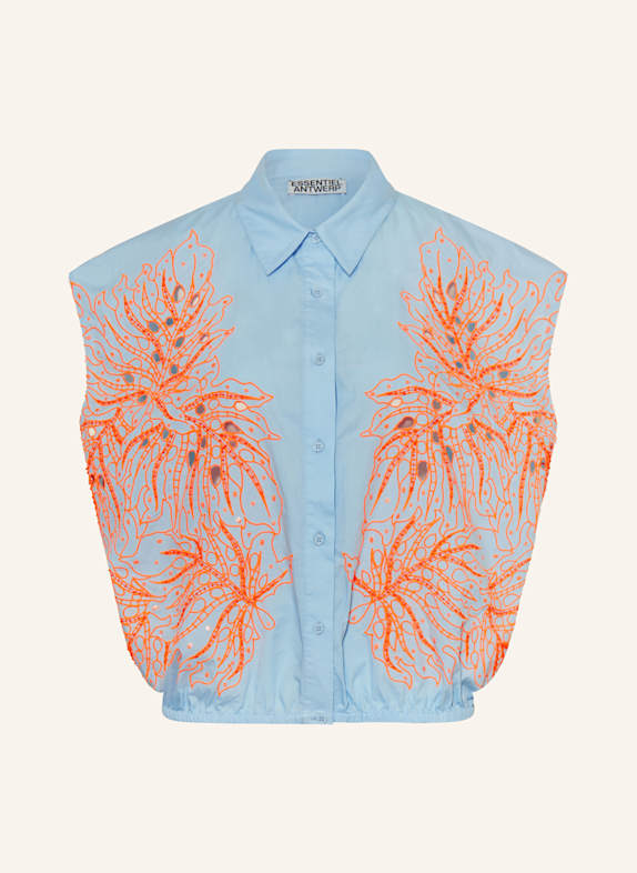 ESSENTIEL ANTWERP Blusenshirt HEBRASKA mit Cut-outs HELLBLAU/ ORANGE