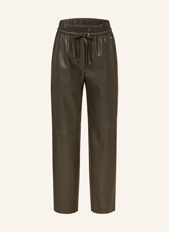 MARC CAIN 7/8 trousers RANCHI in leather look DARK BROWN