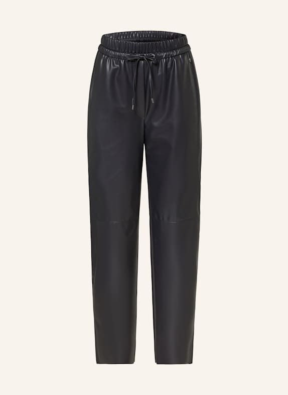 MARC CAIN 7/8 trousers RANCHI in leather look DARK BLUE