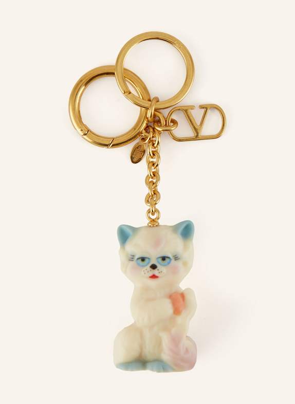VALENTINO GARAVANI Bag charm LE CHAT DE LA MAISON ECRU/ TURQUOISE/ GOLD