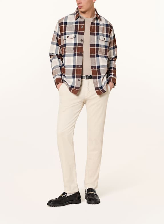 PAUL Flanell-overshirt CREME / MØRKEBLÅ / BRUN