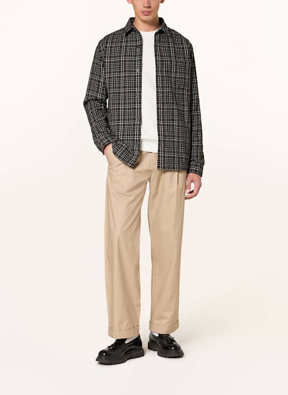 PAUL Flanellen overshirt ZWART / LICHTGRIJS / DONKERORANJE