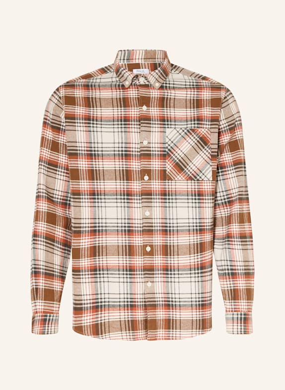 PAUL Flanellhemd Comfort Fit DUNKELORANGE / BRAUN / CREME