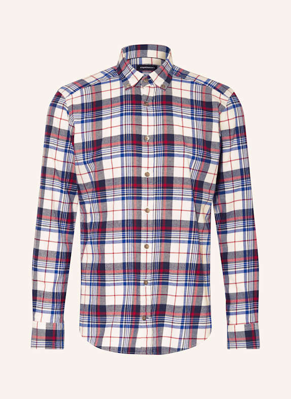STROKESMAN'S Shirt regular fit ECRU/ BLUE/ DARK RED