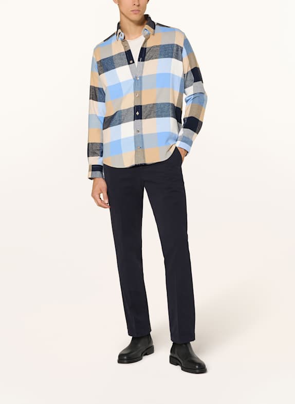 STROKESMAN'S Flanellskjorte Regular Fit BEIGE / LYSEBLÅ / MØRKEBLÅ