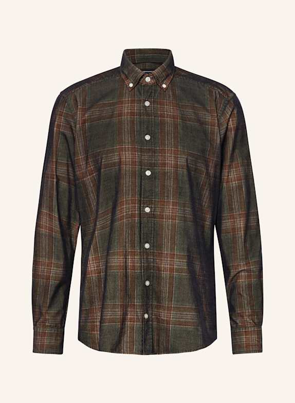 STROKESMAN'S Cord shirt regular fit OLIVE/ BROWN