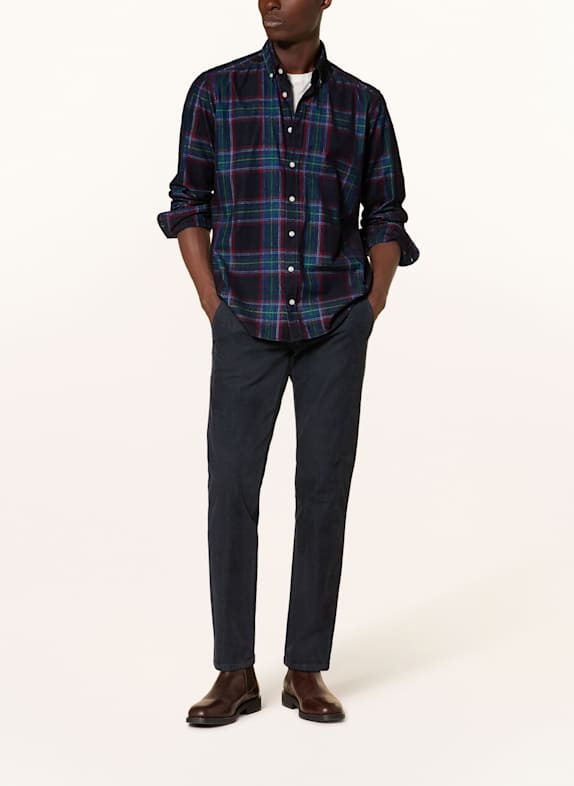 STROKESMAN'S Cordhemd Regular Fit DONKERBLAUW / DONKERROOD / GROEN