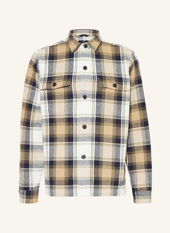 STROKESMAN'S Flannel shirt regular fit BEIGE/ DARK BLUE/ OLIVE