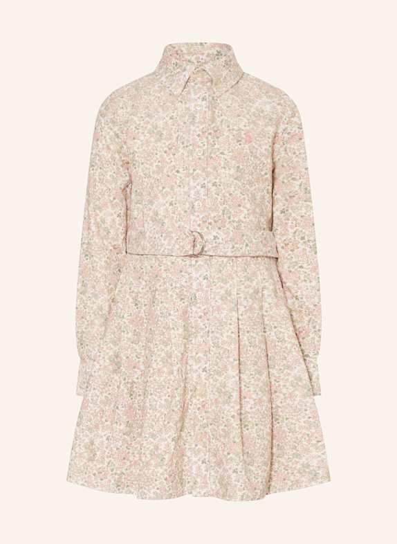 POLO RALPH LAUREN Hemdblusenkleid aus Cord ECRU/ PINK/ GRÜN