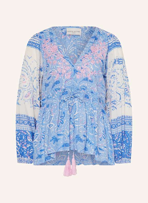 MISS JUNE Blusenshirt mit Pailletten WEISS/ HELLBLAU/ ROSA