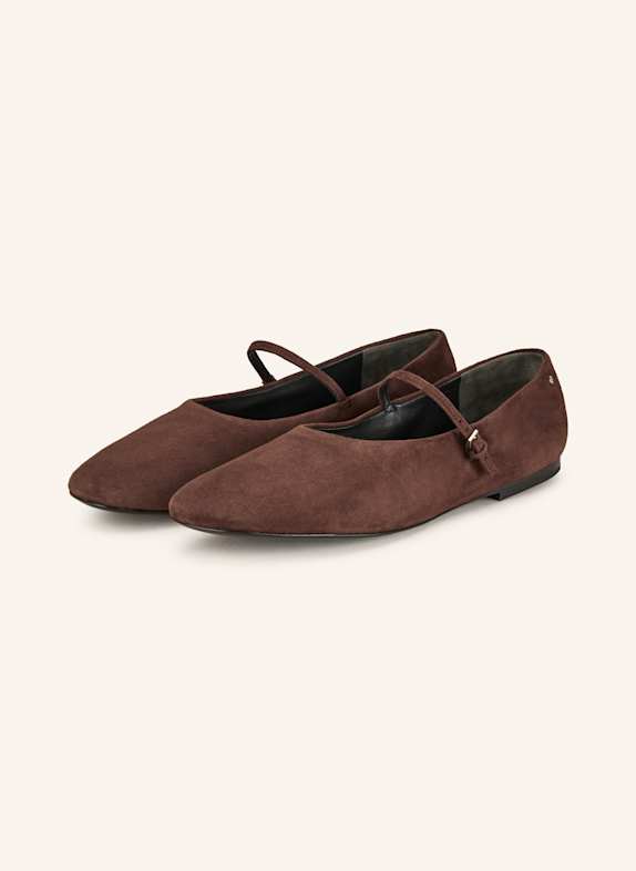 TORY BURCH Mary-Jane-Ballerinas DUNKELBRAUN