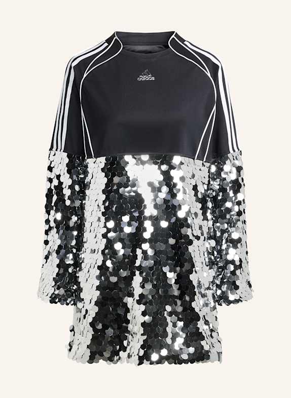 adidas Originals Jerseykleid im Materialmix mit Pailletten SCHWARZ/ SILBER/ WEISS
