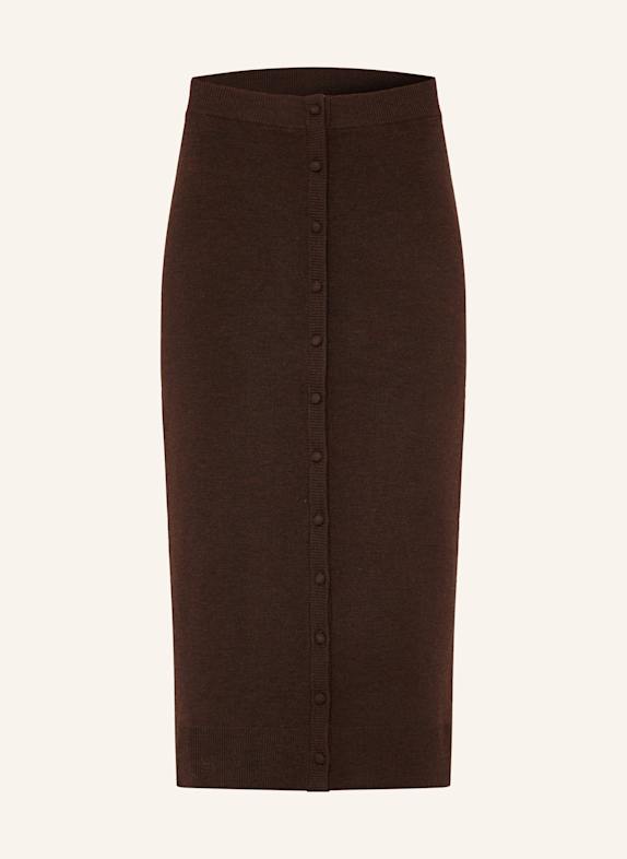 VICTORIA BECKHAM Knit skirt in merino wool DARK BROWN