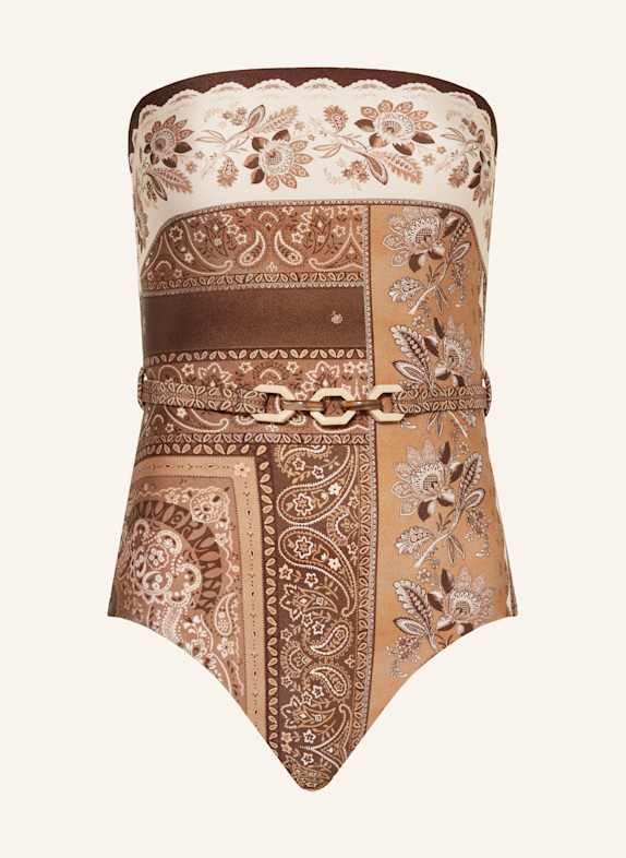 ZIMMERMANN Bandeau-Badeanzug LUCKY BRAUN / DUNKELBRAUN / CREME