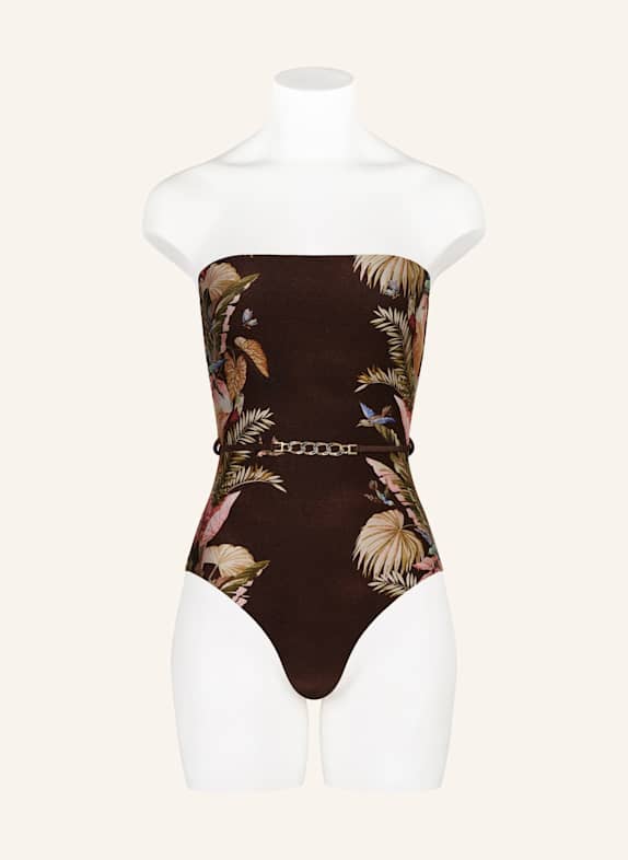 ZIMMERMANN Bandeau-Badeanzug ASCENSION DUNKELBRAUN / HELLBRAUN / HELLROT