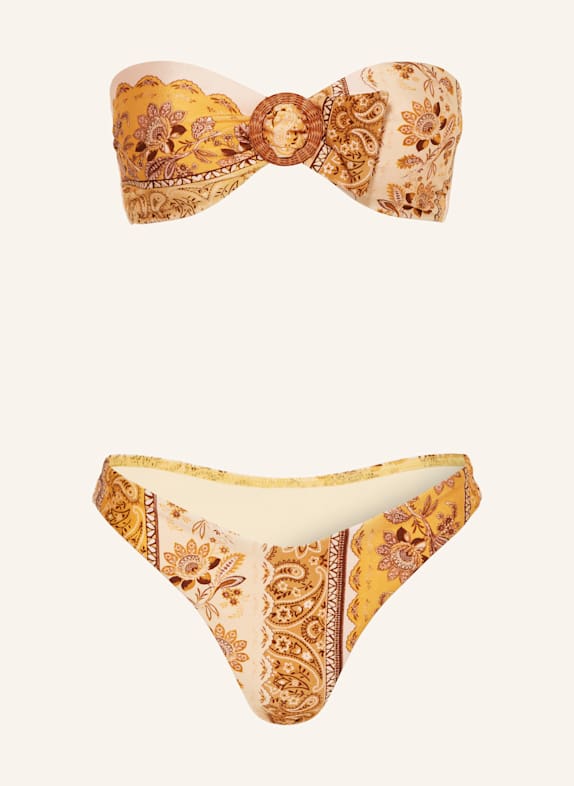 ZIMMERMANN Bandeau-Bikini LUCKY DUNKELGELB / BRAUN / DUNKELBRAUN