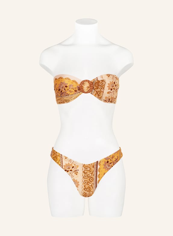 ZIMMERMANN Bandeau-bikini LUCKY MØRKEGUL / BRUN / MØRKEBRUN