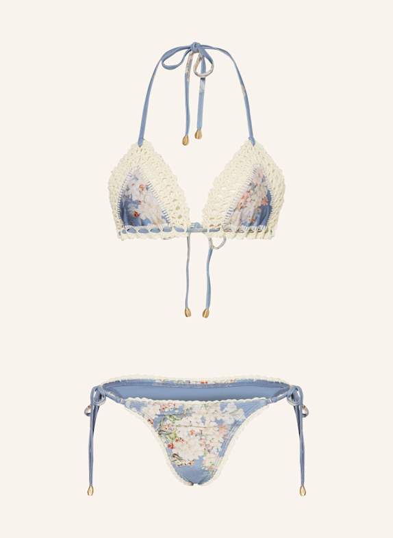 ZIMMERMANN Triangel-Bikini CASCADIAN BLAUGRAU / CREME