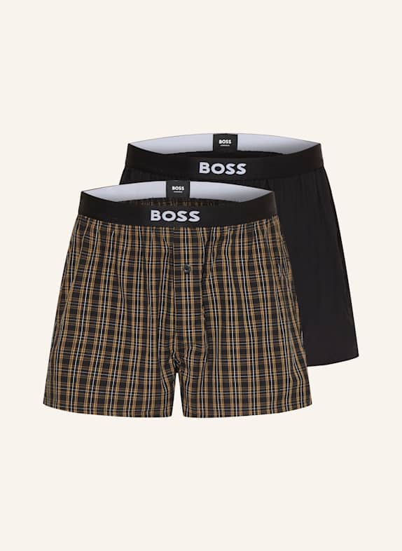 BOSS 2er-Pack Web-Boxershorts SCHWARZ/ BRAUN