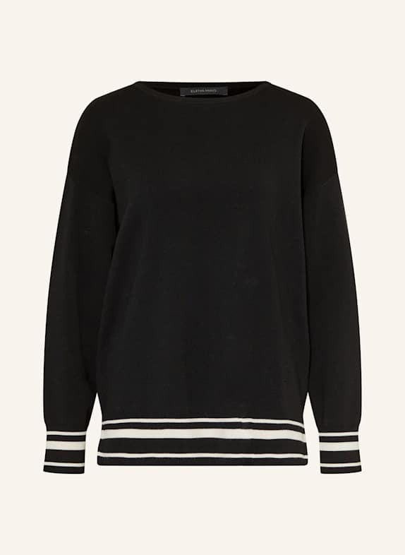 ELENA MIRO Oversized-Pullover SCHWARZ/ ECRU