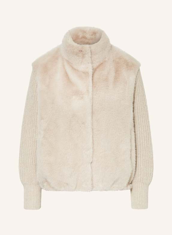HERNO Jacke im Materialmix mit Kunstpelz HELLGRAU