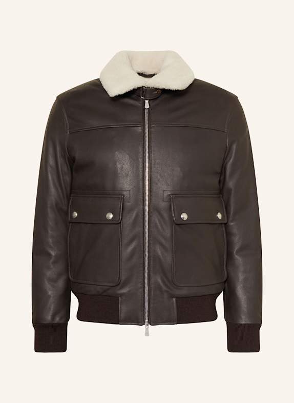 eleventy Lederjacke DUNKELBRAUN