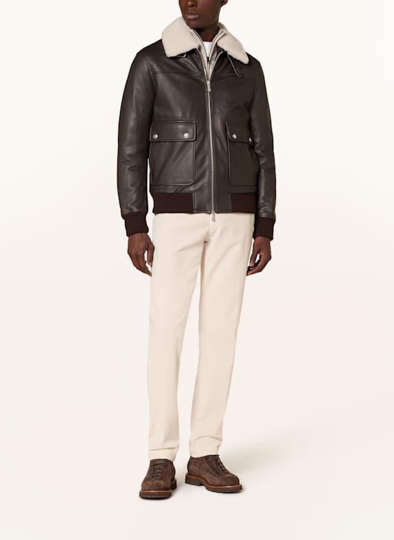 eleventy Leren jas MARRON FONCÉ
