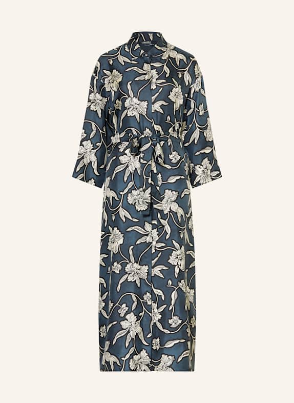 S Max Mara Hemdblusenkleid PEONIA aus Seide mit 3/4-Arm DUNKELBLAU/ CREME