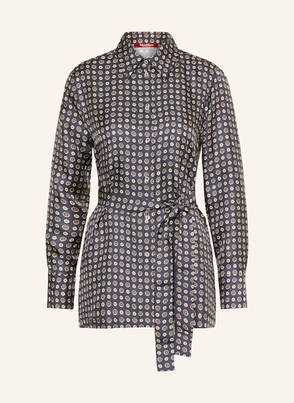 Max Mara STUDIO Bluzka jedwabna BOCCALE GRANATOWY/ BEŻOWY